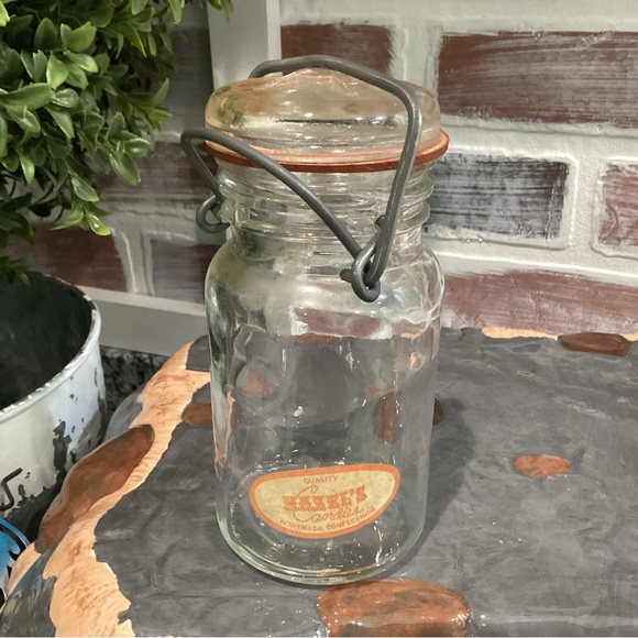 Vintage Hazels Candies Glass Jar - Metal Flip Clasp Top - Collectible - Rare - Picture 1 of 11
